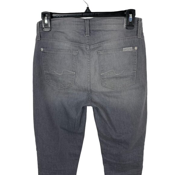 7 For All Mankind Ankle Guinevere Gray Distressed Skinny Jeans 24 - Picture 5 of 7